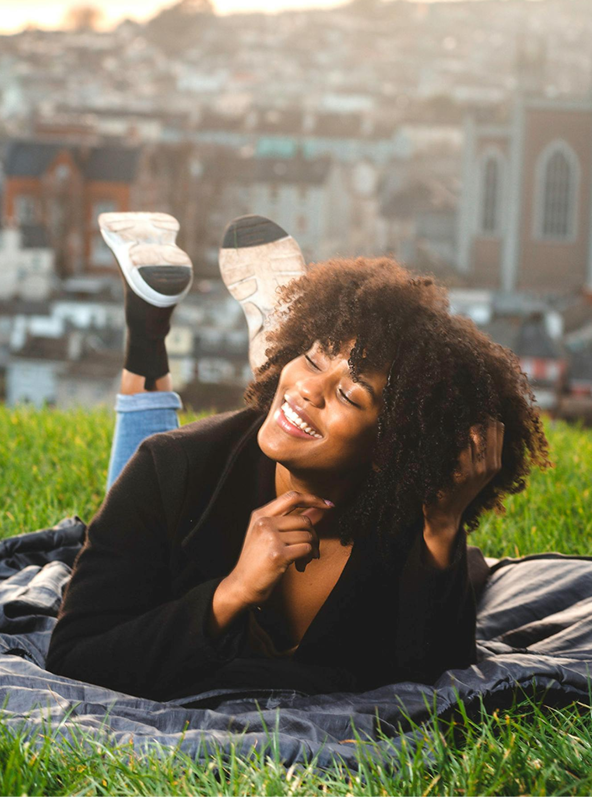 woman smiling outside