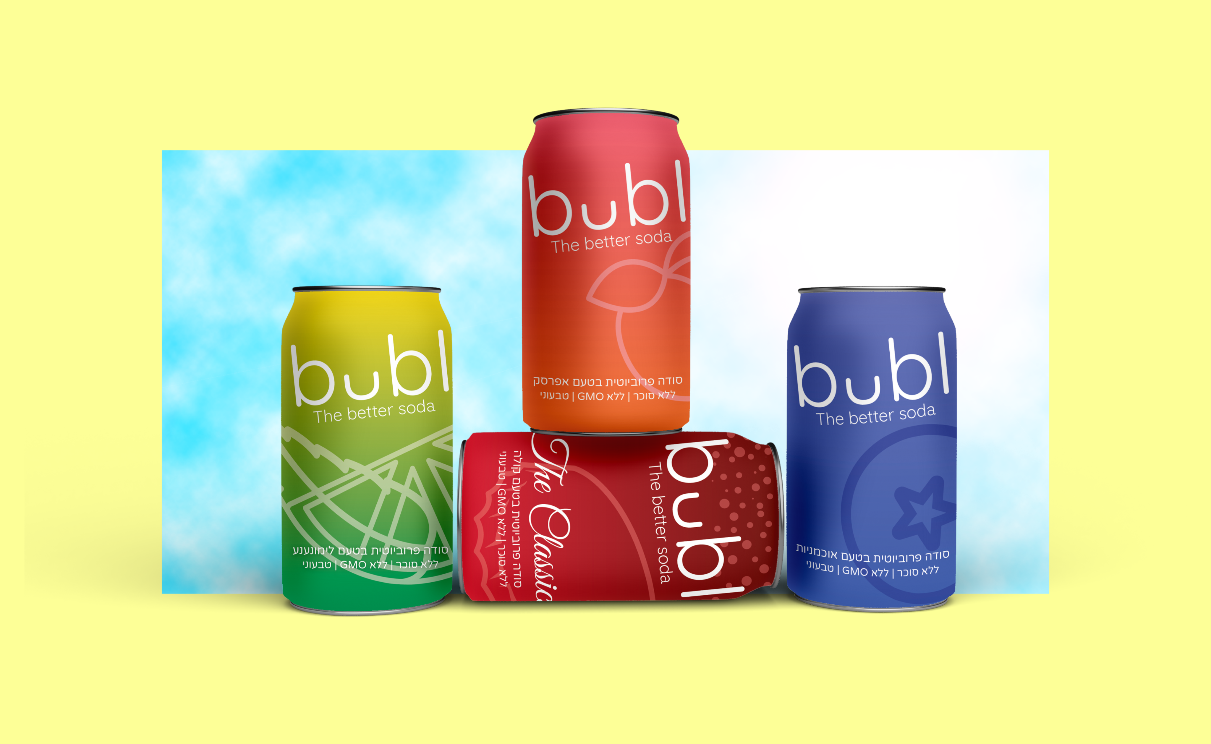 soda cans mockup bubl branding